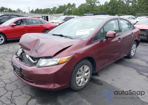 2012 Honda Civic Lx z USA, uszkodzony, nr VIN 2HGFB2F5XCH609150